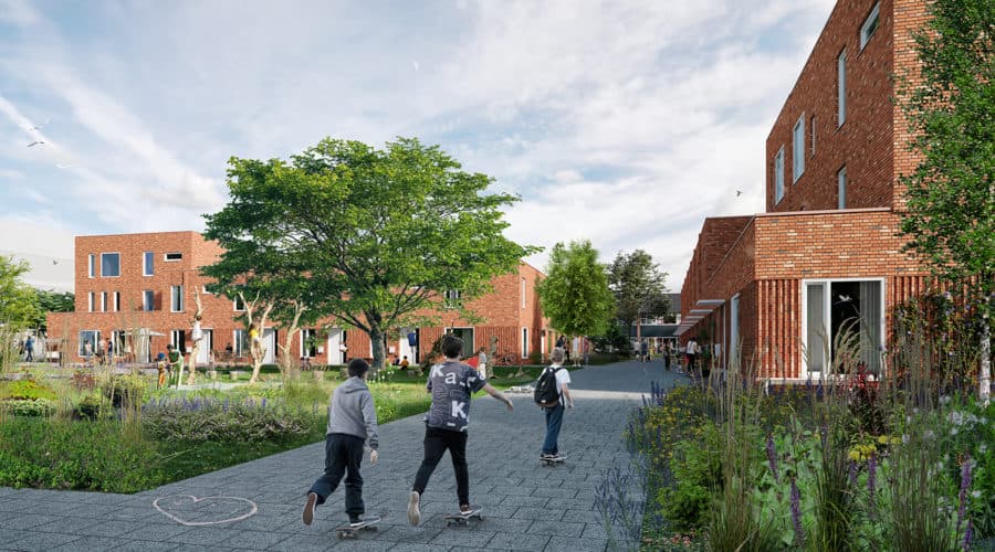 Straatbeeld in Selwerd voor de lokale fietsgids